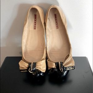 Authentic PRADA, patent leather ballet flats